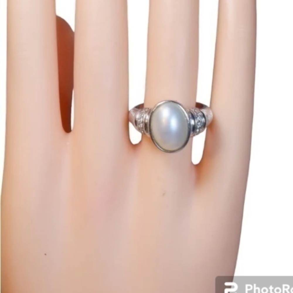 Judith Ripka sterling silver pearl CZ ring
